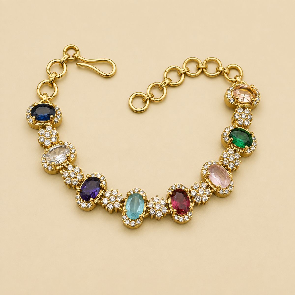 Multicolor Oval Stone Bracelet