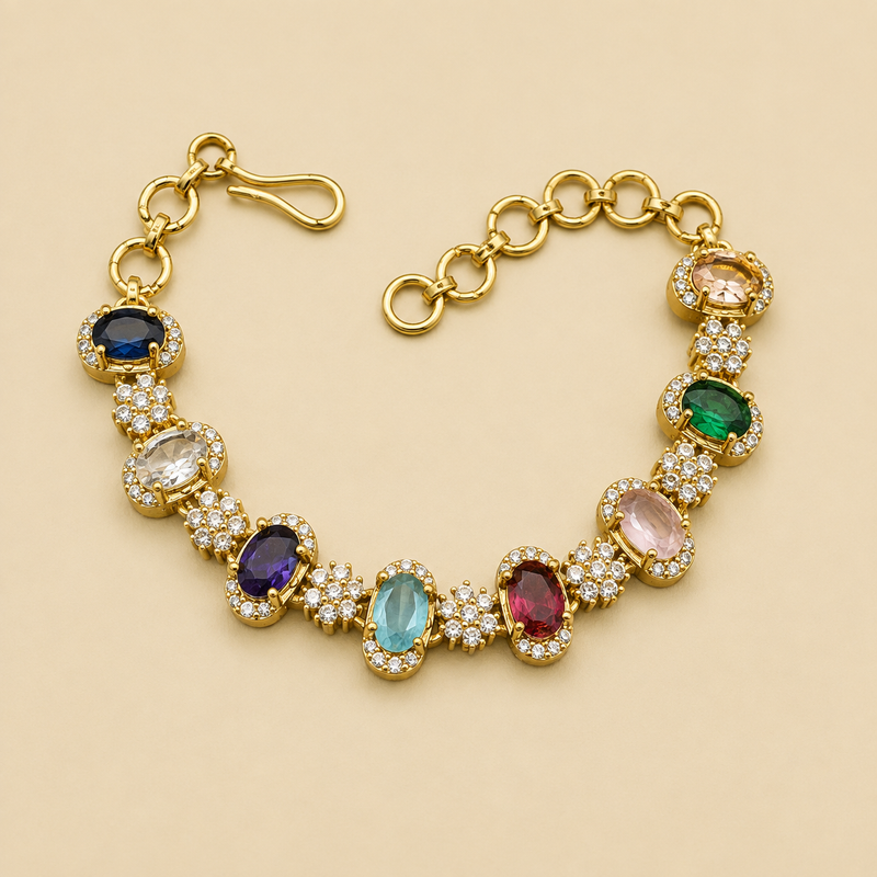 Multicolor Oval Stone Bracelet