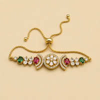 Floral Medallion Crescent Slider Bracelet