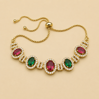 Oval Ruby and Emerald Slider Bracelet