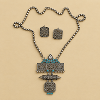 Tribal Filigree Pendant Long Necklace Set