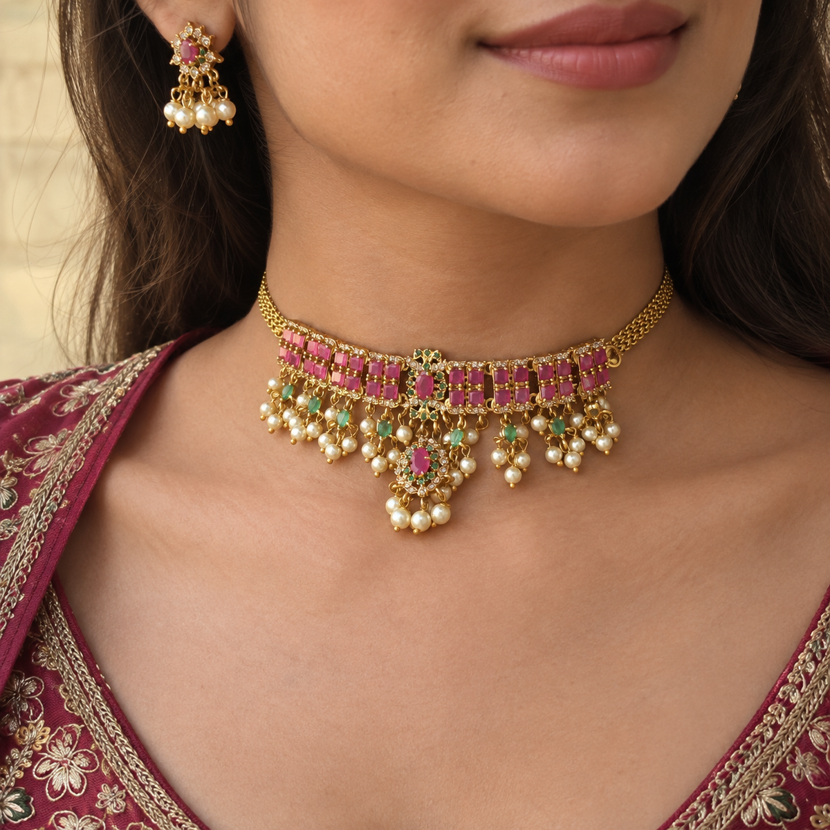 Verve Pearl Drop Choker Set