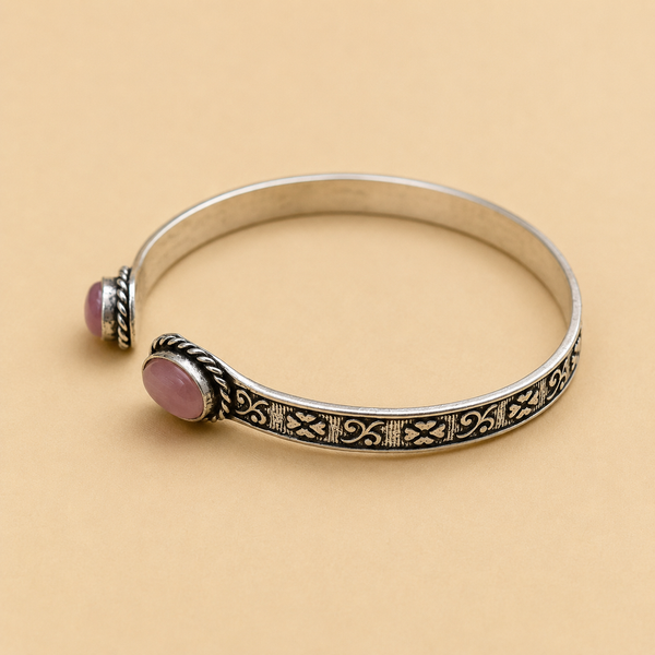 Baby Pink Stone Open Cuff Kada