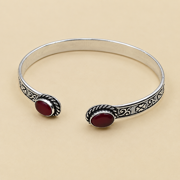 Red Stone Open Cuff Kada