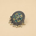 Multicolor Meenakari Pearl Ring | Adjustable