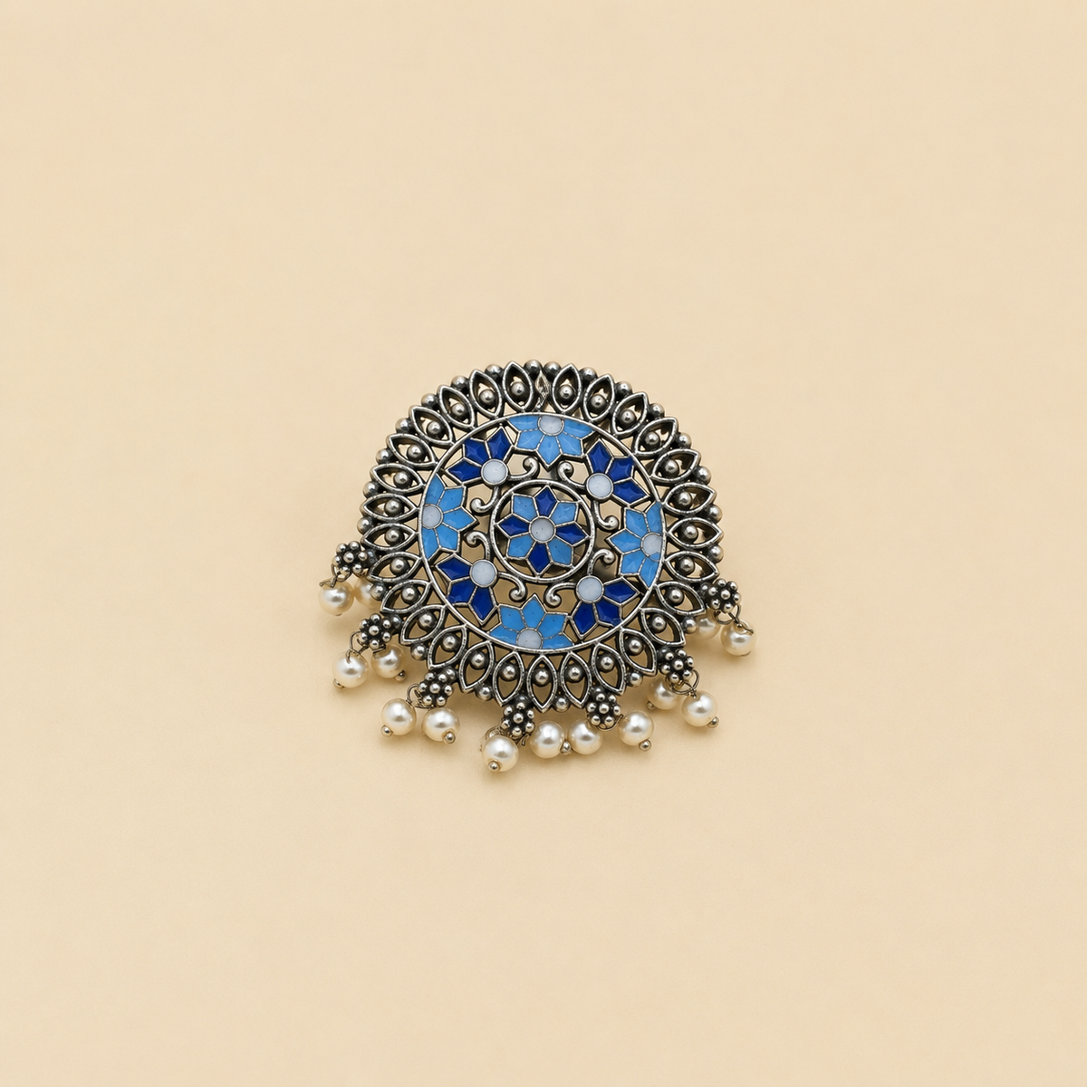 Multicolor Meenakari Pearl Ring | Adjustable