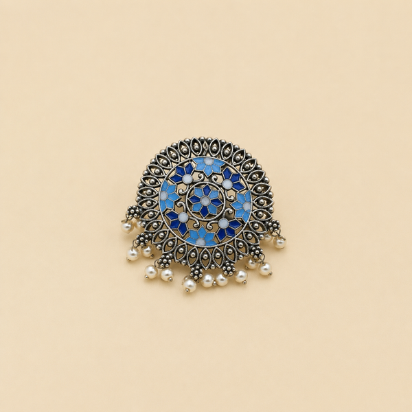 Multicolor Meenakari Pearl Ring | Adjustable