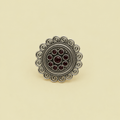 Filigree Swirl Red Medallion Ring | Adjustable