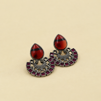 Red Teardrop Half-Moon Earrings