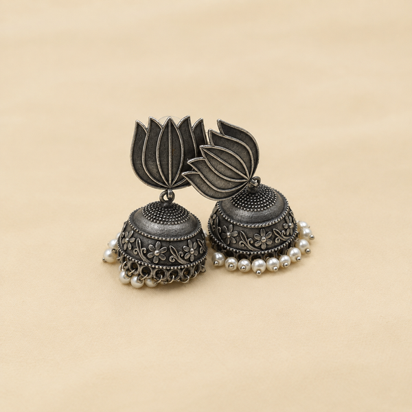 Lotus Motif Dome Jhumkas