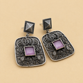 Rectangular Filigree Drop Earrings | Baby Pink