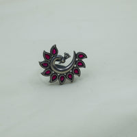 Peacock Motif Red Ring | Adjustable
