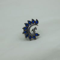 Peacock Motif Blue Ring | Adjustable