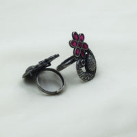 Blue Floral Peacock Ring | Adjustable