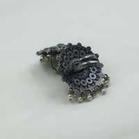 Carved Floral Mandala Pearl Ring | Sea Green |Adjustable