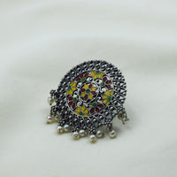 Multicolor Meenakari Pearl Ring | Adjustable