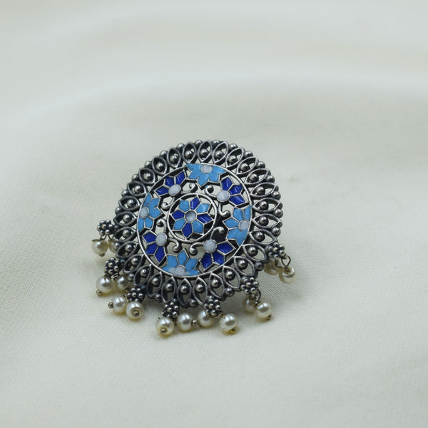 Multicolor Meenakari Pearl Ring | Adjustable