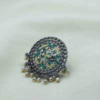 Multicolor Meenakari Pearl Ring | Adjustable