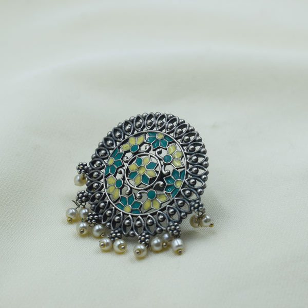 Multicolor Meenakari Pearl Ring | Adjustable