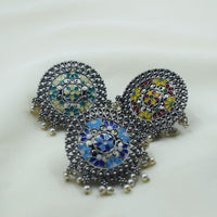 Multicolor Meenakari Pearl Ring | Adjustable