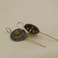 Round Filigree Amber Stone Bugadi | Yellow