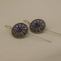 Round Filigree Amber Stone Bugadi | Blue