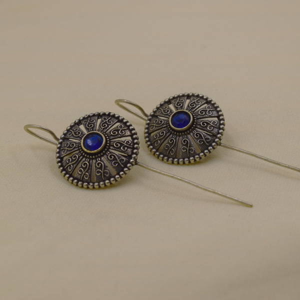 Round Filigree Amber Stone Bugadi | Blue