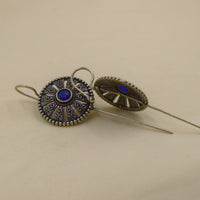 Round Filigree Amber Stone Bugadi | Blue