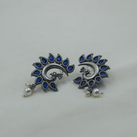 Blue Peacock Ear Studs