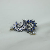 Blue Peacock Ear Studs