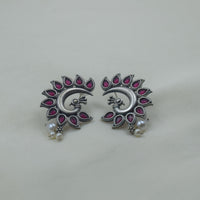 Red Peacock Ear Studs
