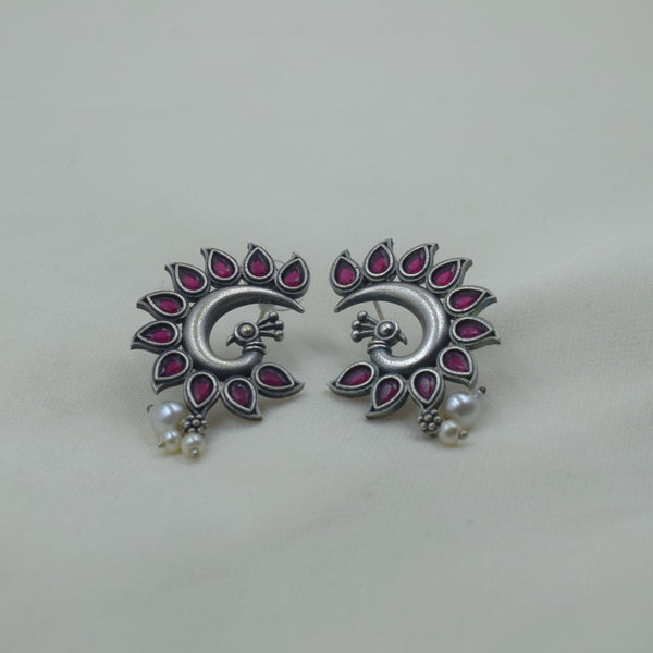 Red Peacock Ear Studs