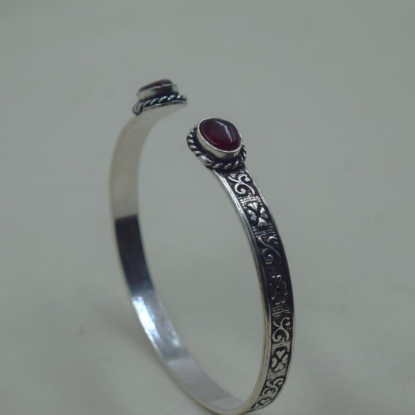 Red Stone Open Cuff Kada