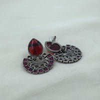 Red Teardrop Half-Moon Earrings