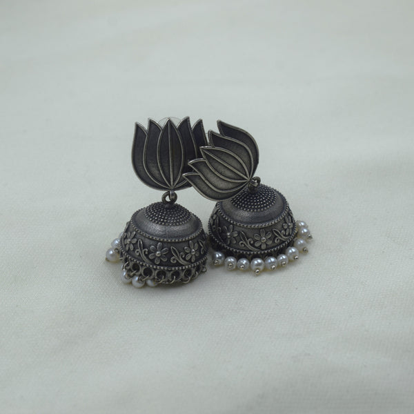 Lotus Motif Dome Jhumkas