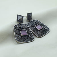 Rectangular Filigree Drop Earrings | Baby Pink
