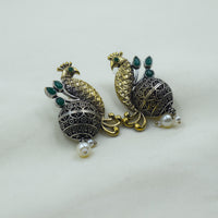 Two-Tone Peacock Dome Jhumkas | Green