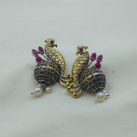 Two-Tone Peacock Dome Jhumkas | Magenta-pink