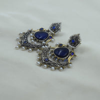 Two-Tone Crescent Chandbali Earrings | Blue