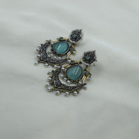 Two-Tone Crescent Chandbali Earrings | Sea Green