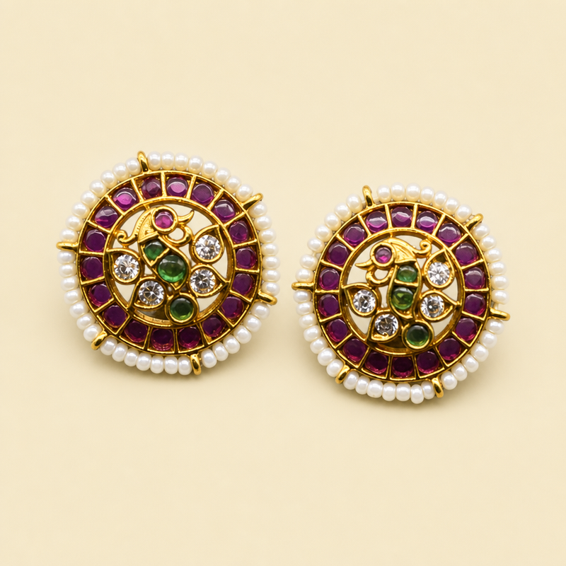 Nityaa Floral Peacock Studs