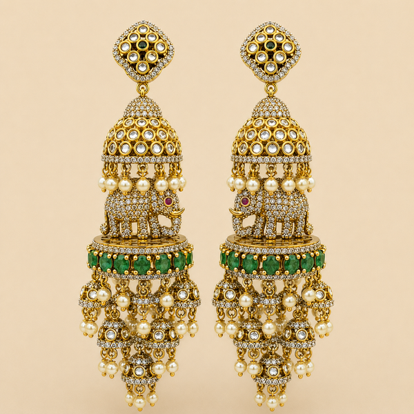 Verve Elephant Layered Jhumka Earring Set