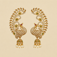 Verve CZ Peacock Tail Jhumka Ear Cuff Set