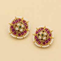 Nityaa Round Filigree Studs | White