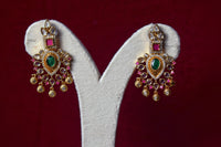 Nityaa Emerald and Pink Stone Necklace Set