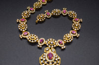 Nityaa Pink and Clear Crystal Necklace Set