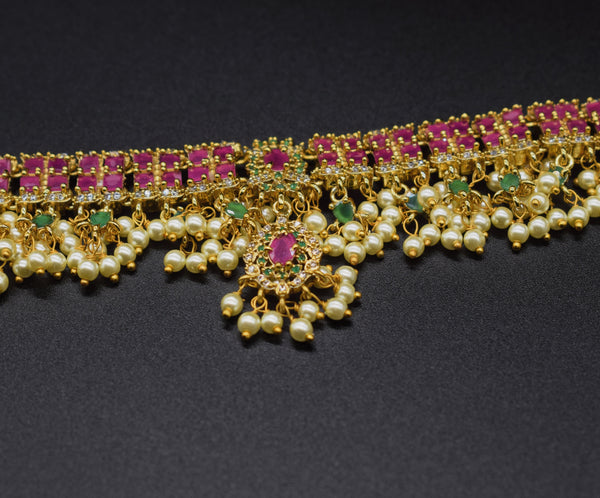 Nityaa Ruby Pearl Necklace Set