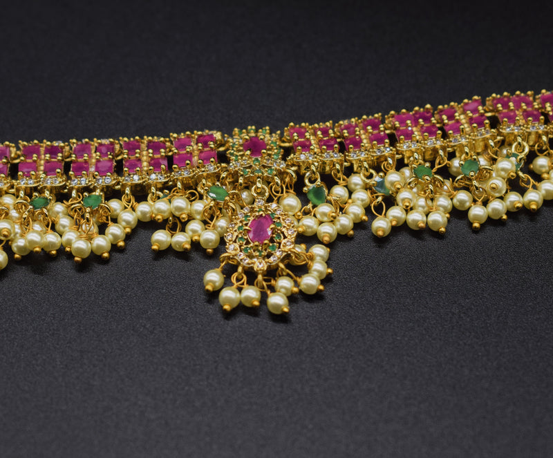 Nityaa Ruby Pearl Necklace Set