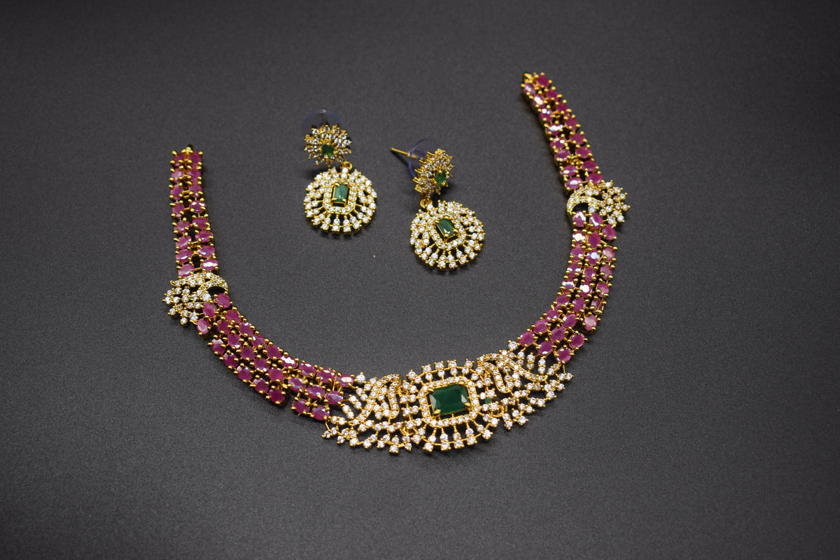 Verve Pink and Green Necklace Set