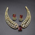 Regal Winged CZ Necklace Set | Red